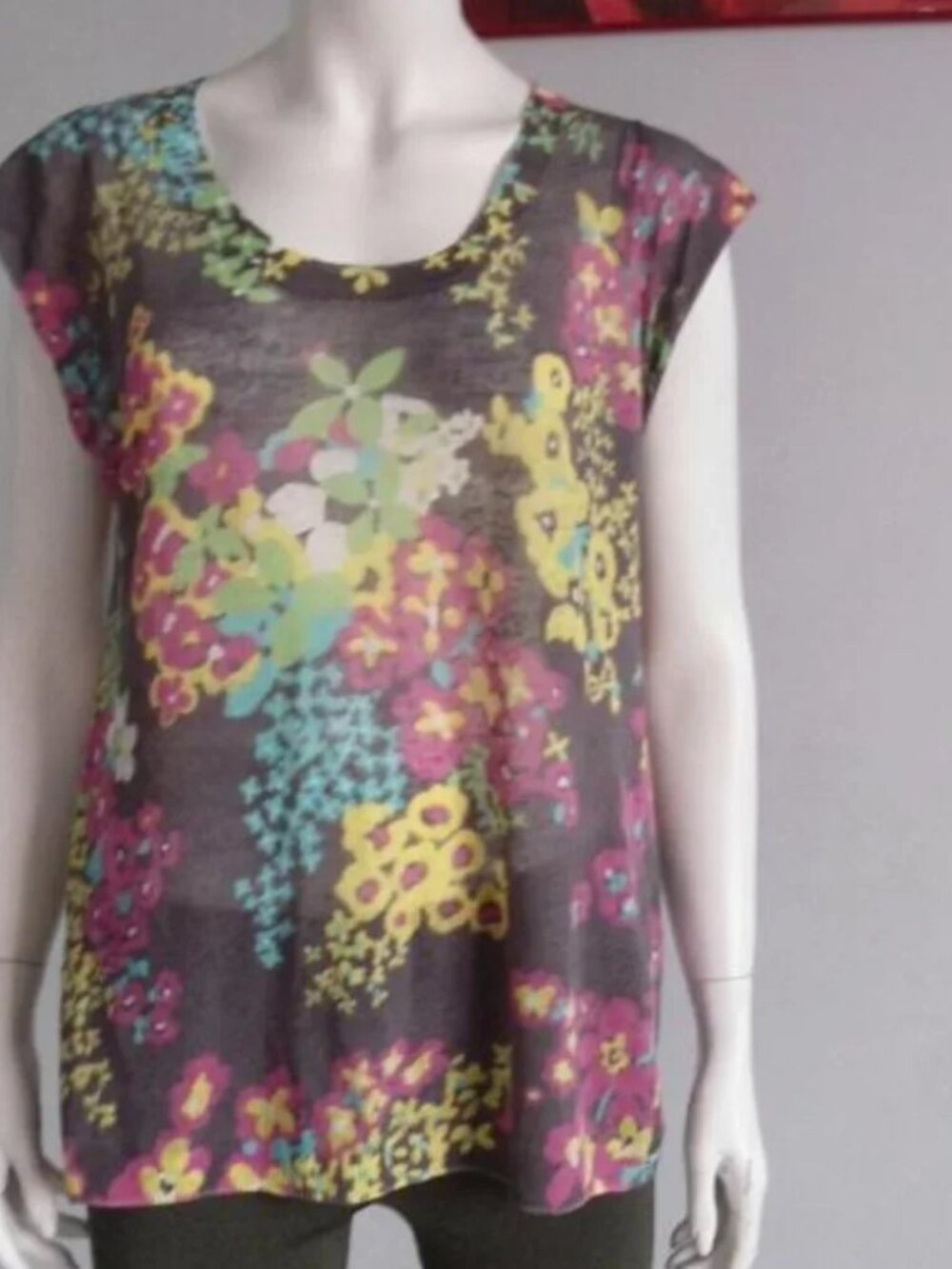M Missoni Y2K Floral Knit Top Tunic Linen Silk Semi Sheer Oversized Sz 2 M L NWO